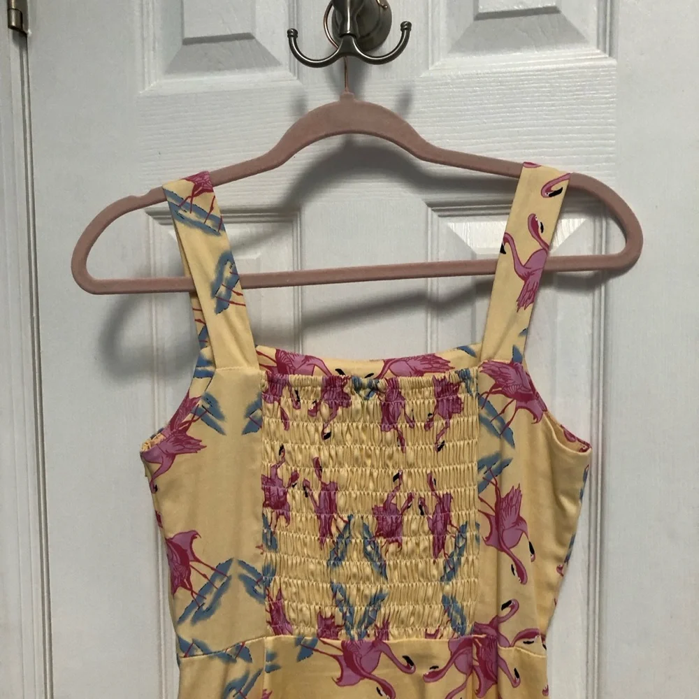 Hearts & Roses London Flamingo Print Retro Swing Dress Rockabilly Pinup Summer 4 - Picture 6 of 15